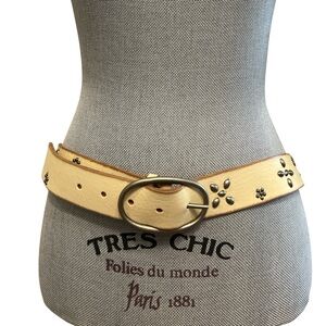 American Eagle Outfitters Genuine Leather Tan Belt with Floral Details